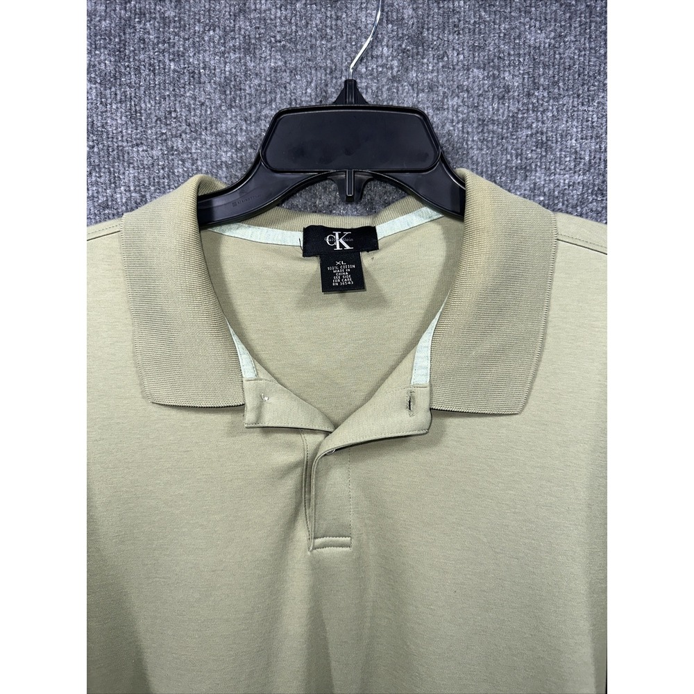 Calvin Klein Mens Polo Shirt XL Extra Large Green Short Sleeve Soft Cotton‎